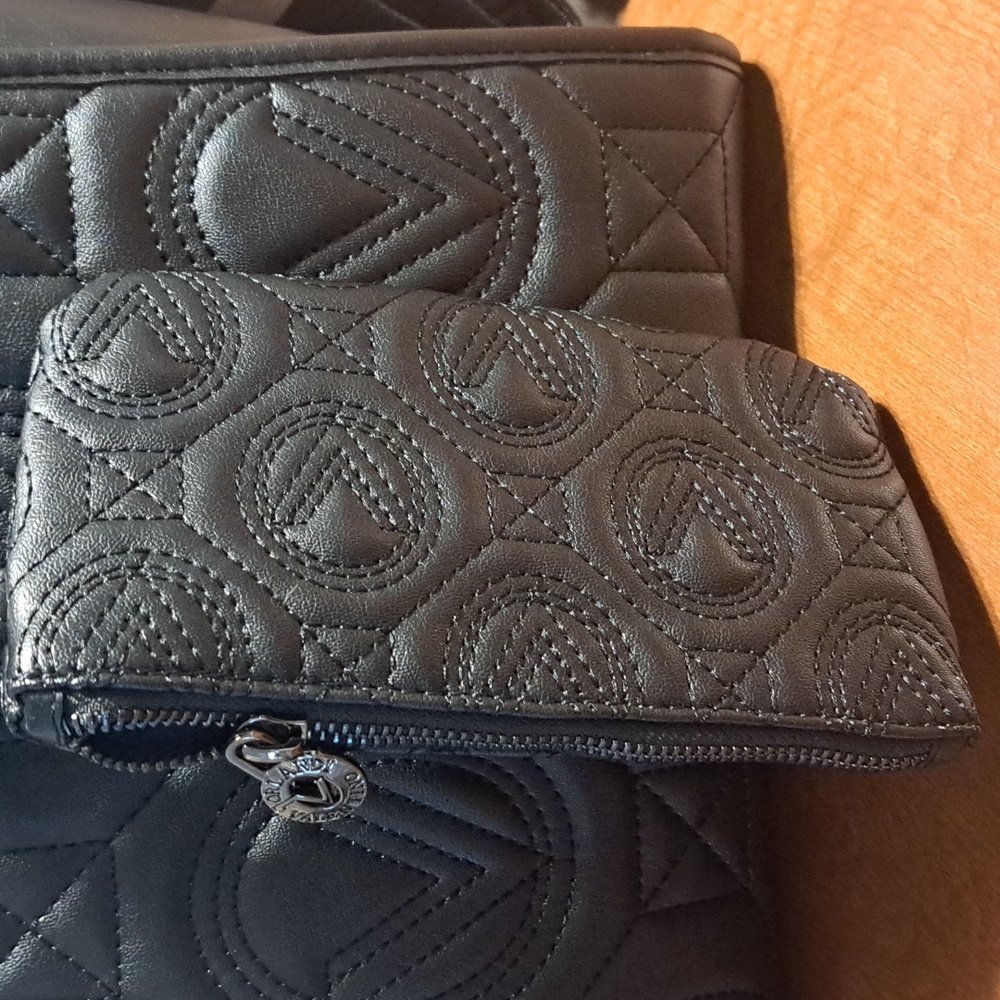 Orlandi Valentino Black Quilted Tote Bag Set New 248 - Picture 2 of 10